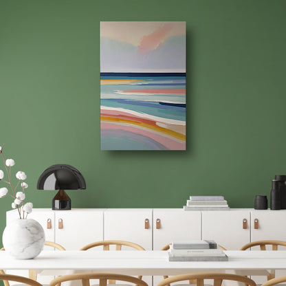 Abstracte Horizontale Strepen in Pastelkleuren canvas met baklijst