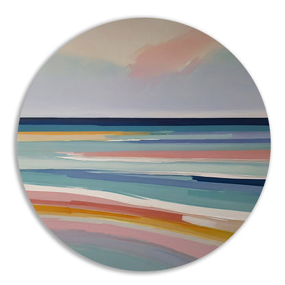Abstracte Horizontale Strepen in Pastelkleuren aluminium muurcirkel