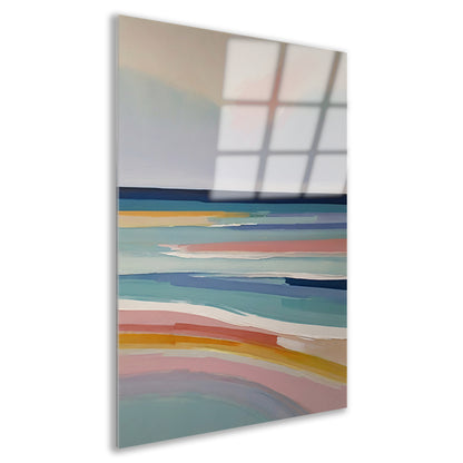 Abstracte Horizontale Strepen in Pastelkleuren Acrylglas