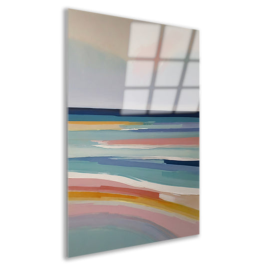 Abstracte Horizontale Strepen in Pastelkleuren Acrylglas