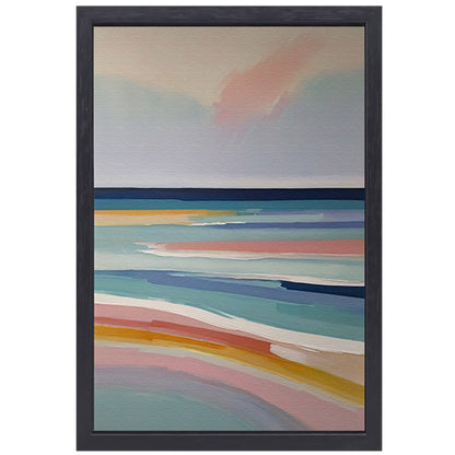 Abstracte Horizontale Strepen in Pastelkleuren canvas met baklijst