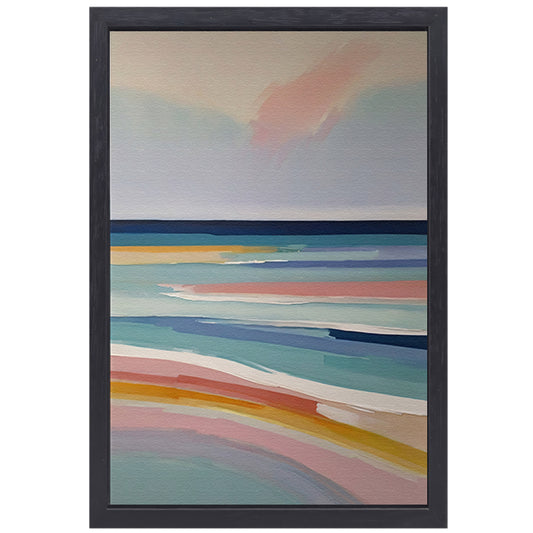 Abstracte Horizontale Strepen in Pastelkleuren canvas met baklijst