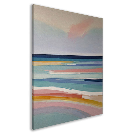 Abstracte Horizontale Strepen in Pastelkleuren canvas