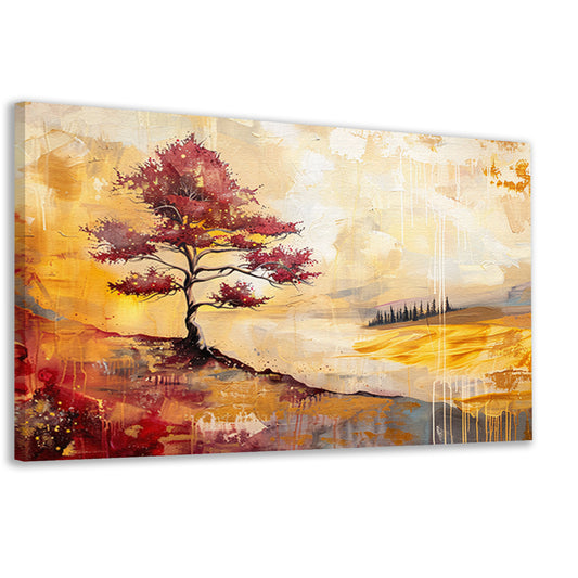 Surrealistische kleurrijke boom in zomers landschap canvas