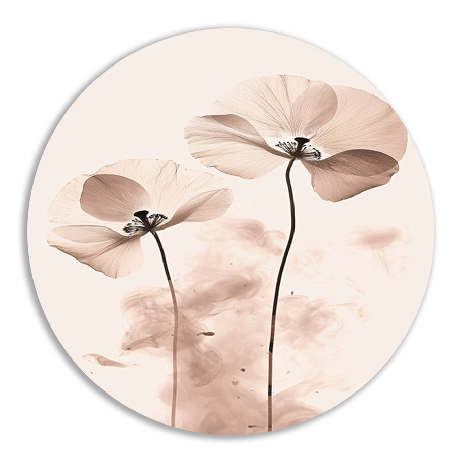 Elegante Sepia Bloemenillustratie forex muurcirkel