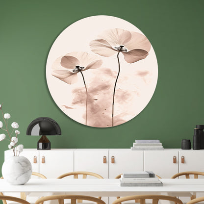 Elegante Sepia Bloemenillustratie aluminium muurcirkel