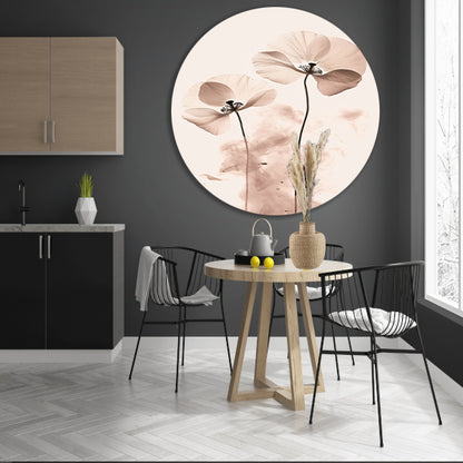 Elegante Sepia Bloemenillustratie aluminium muurcirkel