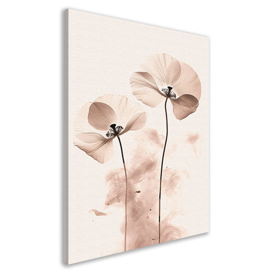 Elegante Sepia Bloemenillustratie canvas