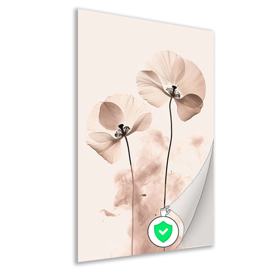 Elegante Sepia Bloemenillustratie voor Interieur poster