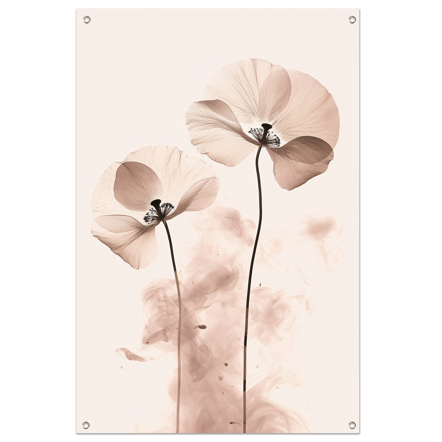 Elegante Sepia Bloemenillustratie tuinposter