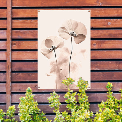 Elegante Sepia Bloemenillustratie tuinposter