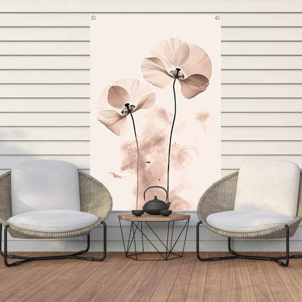 Elegante Sepia Bloemenillustratie tuinposter