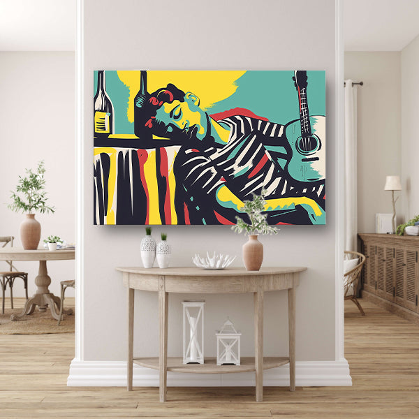 Muzikant in kleurrijke abstracte stijl acrylglas