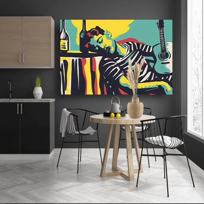 Muzikant in kleurrijke abstracte stijl acrylglas