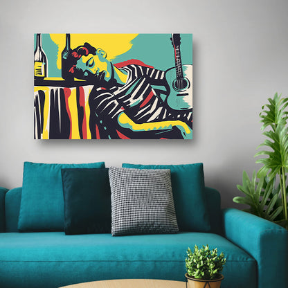 Muzikant in kleurrijke abstracte stijl acrylglas