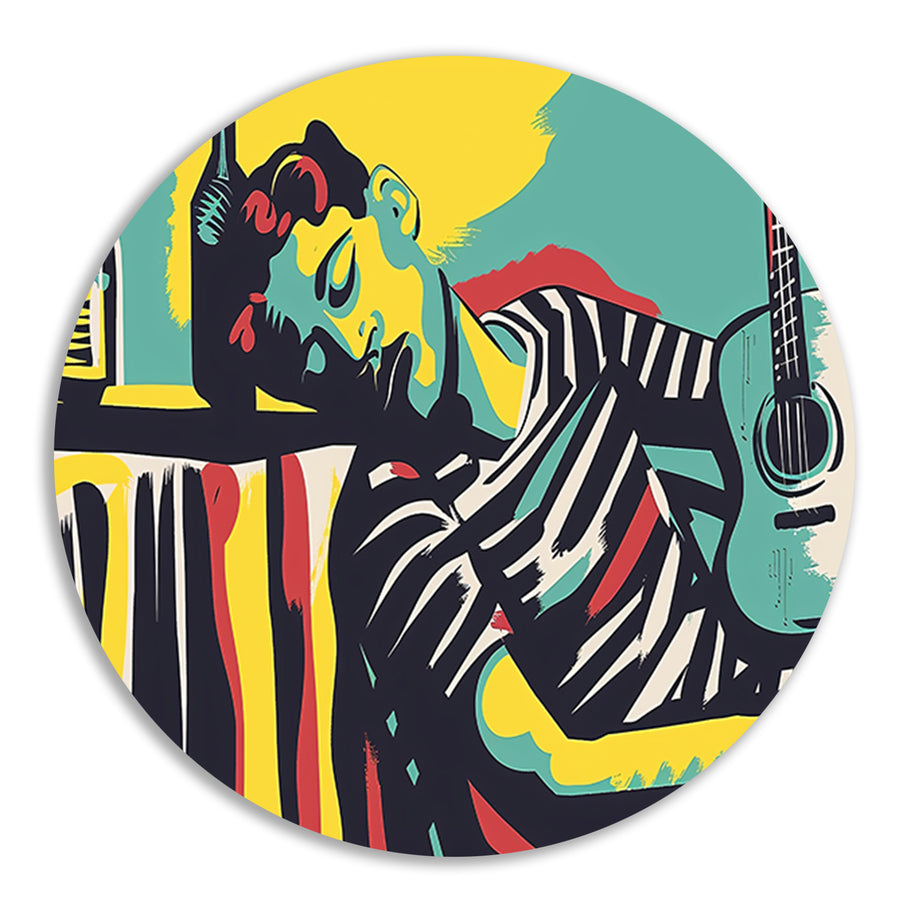 Muzikant in kleurrijke abstracte stijl forex muurcirkel