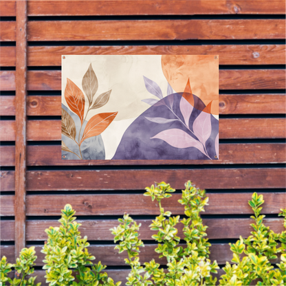 Abstracte Waterverf Bladeren in Warme Tinten tuinposter