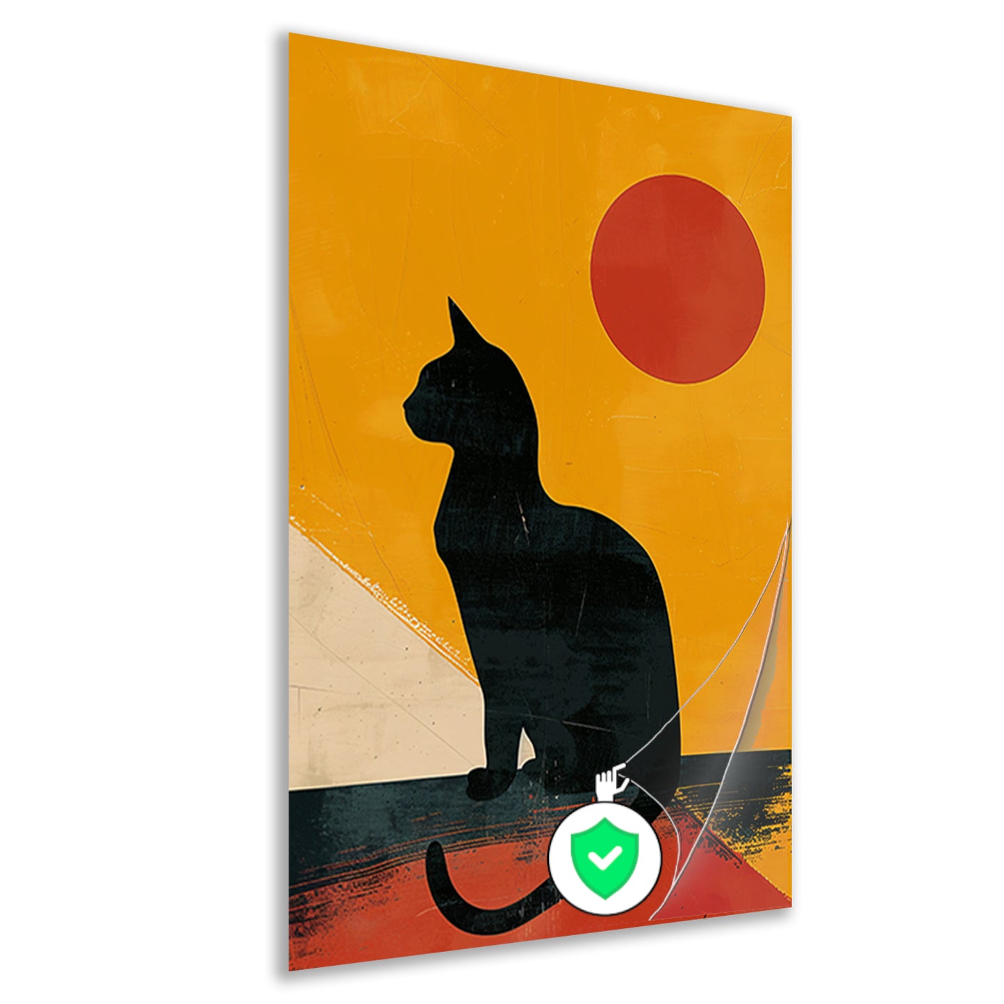 Zwarte Kat in Abstract Zonsondergang poster