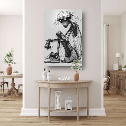 Zittend Figuur in Monochrome Wereld canvas