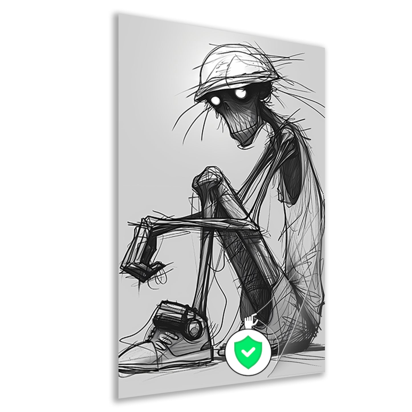 Zittend Figuur in Monochrome Wereld poster
