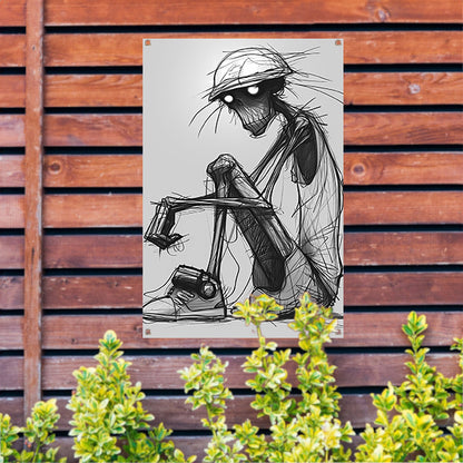 Zittend Figuur in Monochrome Wereld tuinposter