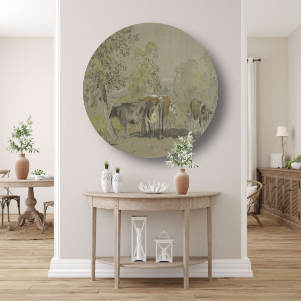 Landschap met vee - Anton Mauve aluminium muurcirkel