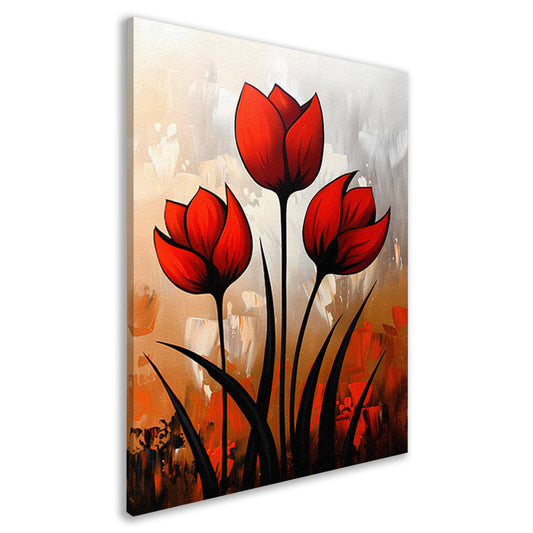 Abstract schilderij van rode tulpen canvas