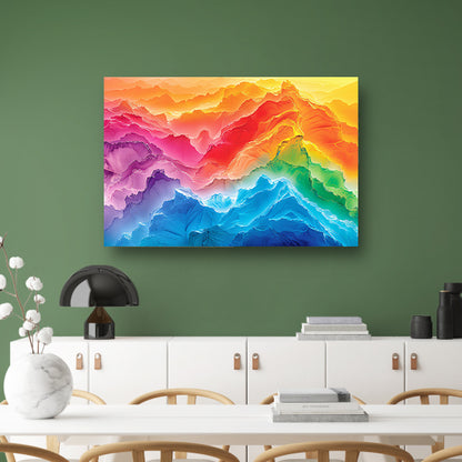 Kleurrijke abstracte bergen in regenboogkleuren poster