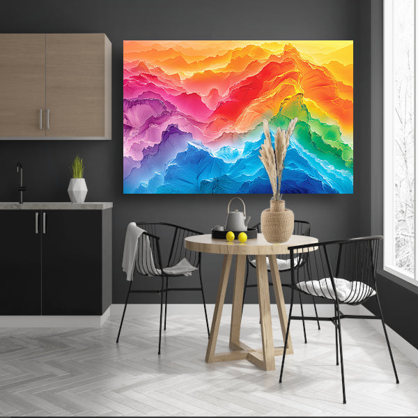 Kleurrijke abstracte bergen in regenboogkleuren poster