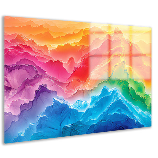 Kleurrijke abstracte bergen in regenboogkleuren acrylglas