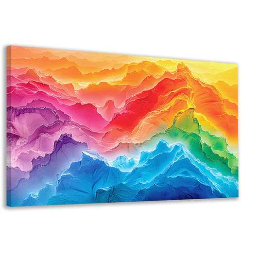 Kleurrijke abstracte bergen in regenboogkleuren canvas
