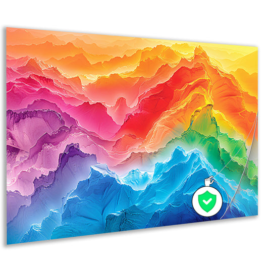 Kleurrijke abstracte bergen in regenboogkleuren poster