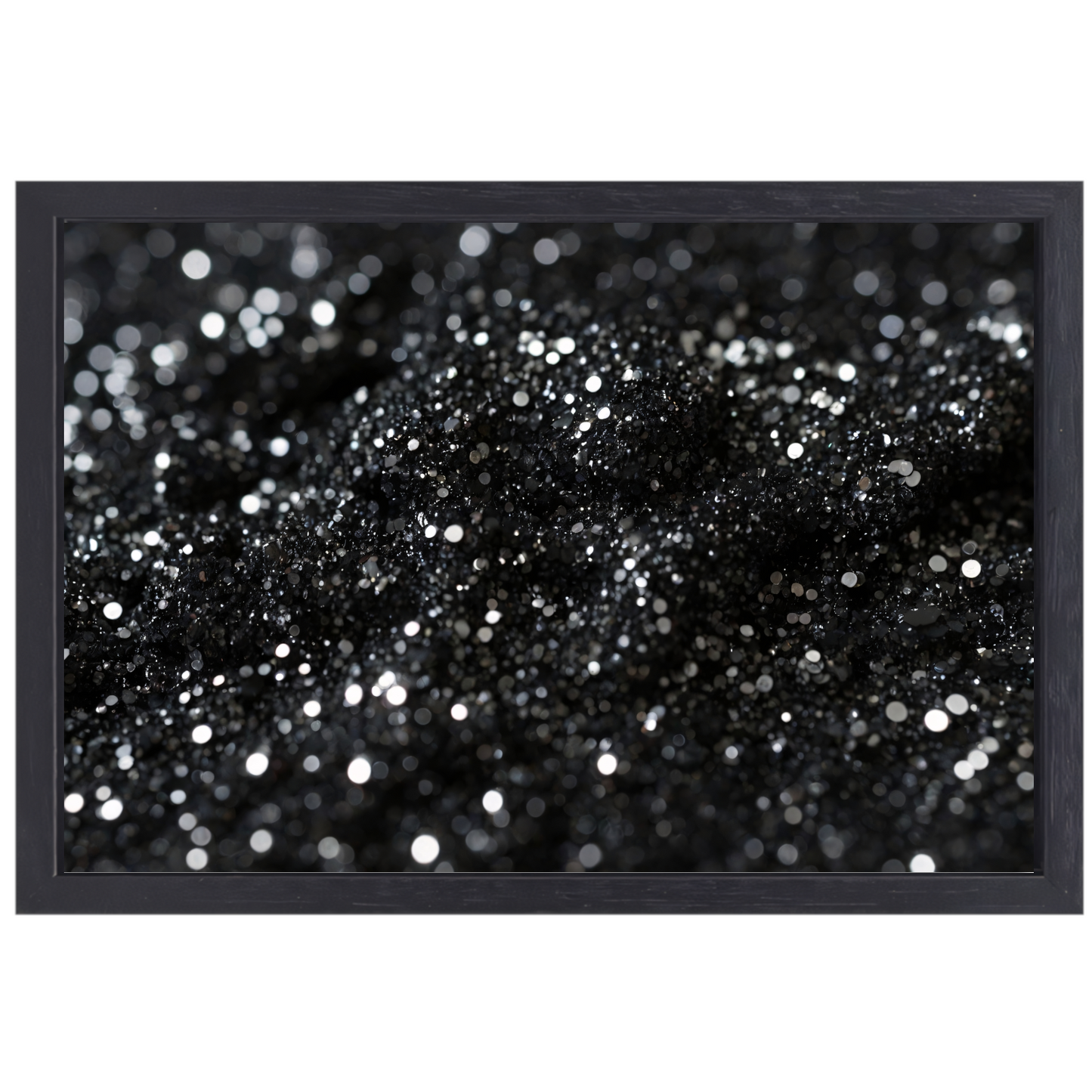 Zwart Zilveren Glitter Textuur Abstract canvas met baklijst