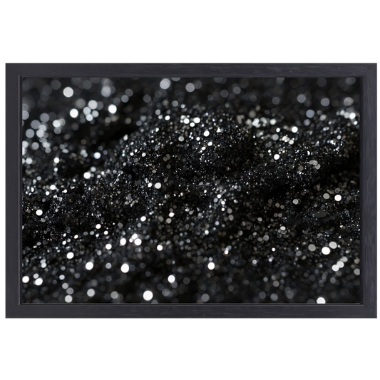 Zwart Zilveren Glitter Textuur Abstract canvas met baklijst