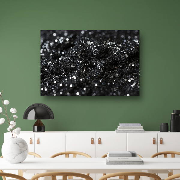 Zwart Zilveren Glitter Textuur Abstract canvas