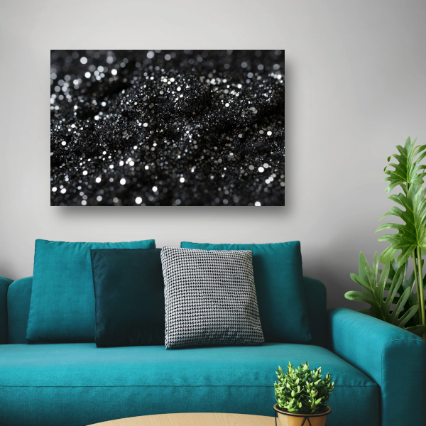 Zwart Zilveren Glitter Textuur Abstract canvas