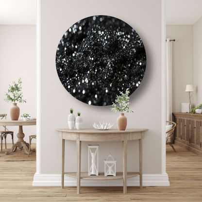 Zwart Zilveren Glitter Textuur Abstract forex muurcirkel