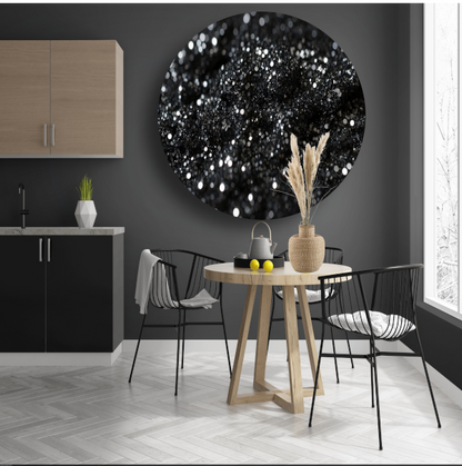 Zwart Zilveren Glitter Textuur Abstract forex muurcirkel