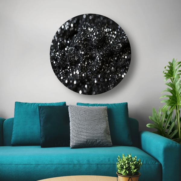 Zwart Zilveren Glitter Textuur Abstract aluminium muurcirkel