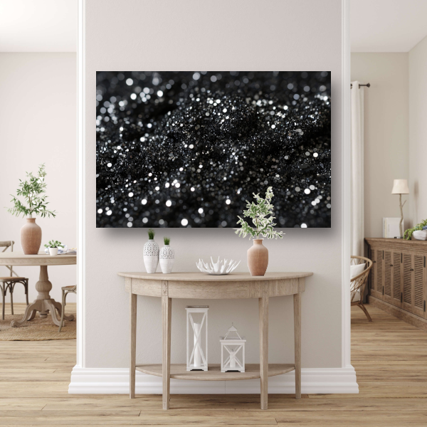 Zwart Zilveren Glitter Textuur Abstract canvas met baklijst