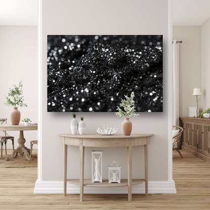 Zwart Zilveren Glitter Textuur Abstract canvas met baklijst