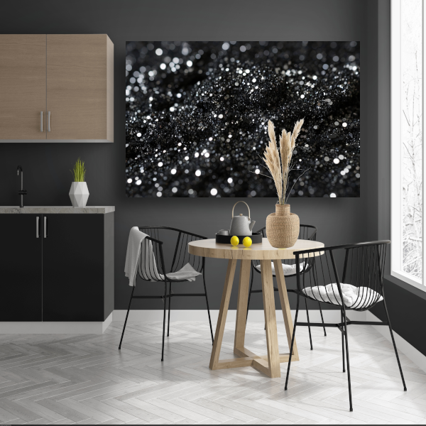 Zwart Zilveren Glitter Textuur Abstract canvas met baklijst
