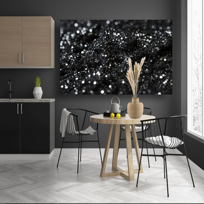 Zwart Zilveren Glitter Textuur Abstract canvas met baklijst
