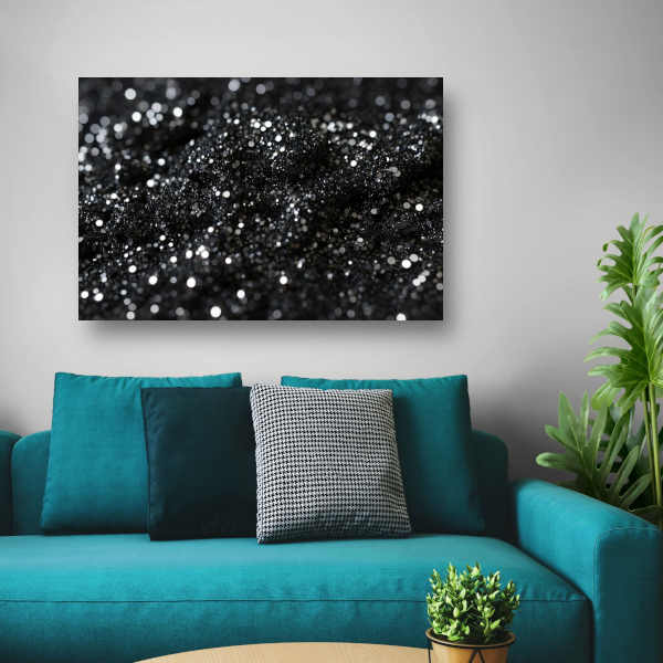 Zwart Zilveren Glitter Textuur Abstract canvas met baklijst