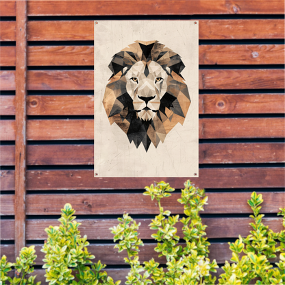 Abstracte Leeuw in Geometrische Art Deco Stijl tuinposter