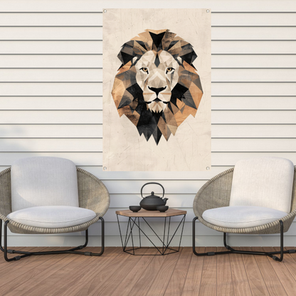 Abstracte Leeuw in Geometrische Art Deco Stijl tuinposter