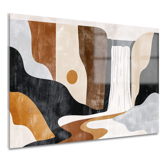 Minimalistische Waterval in Aardetinten Abstract acrylglas