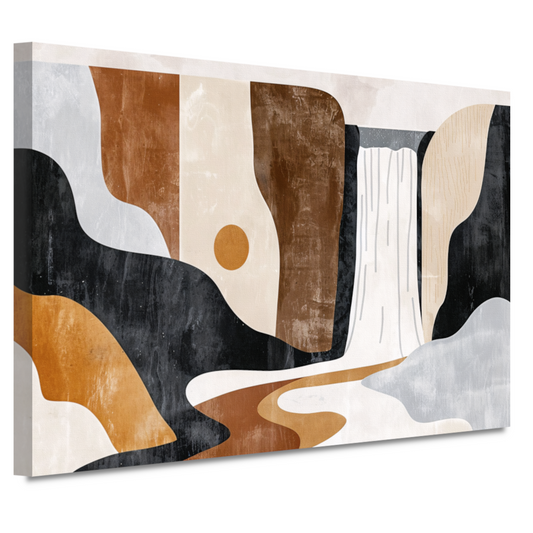 Minimalistische Waterval in Aardetinten Abstract canvas