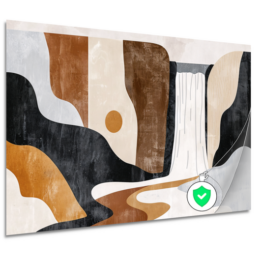 Minimalistische Waterval in Aardetinten Abstract poster