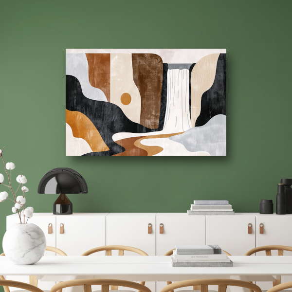 Minimalistische Waterval in Aardetinten Abstract canvas